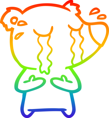 Gökkuşağı gradyan çizgi çizimi bir insan tarafından çizilmiş ağlayan ayı