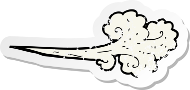 Bir insan tarafından çizilmiş rüzgarın karikatür rüzgarının gerilmiş yapıştırması.