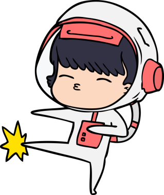 Bir insan tarafından çizilmiş meraklı astronot çizgi filmi.