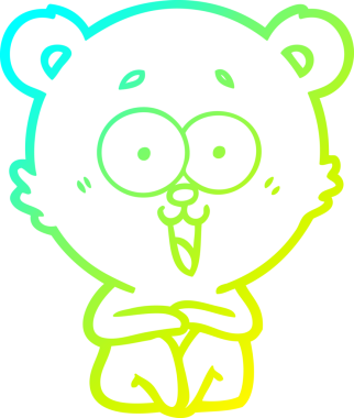 Bir insan tarafından çizilmiş gülen oyuncak ayı çizgi filmi.