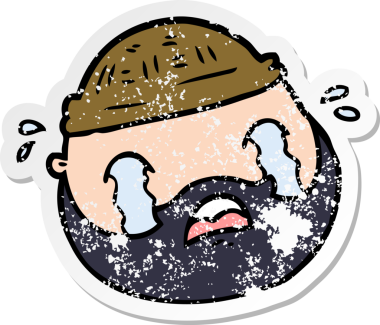 Bir insan tarafından çizilmiş sakallı, karikatür erkek yüzü.