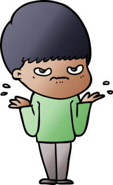 Bir insan tarafından çizilmiş sinirli çizgi film çocuğu.