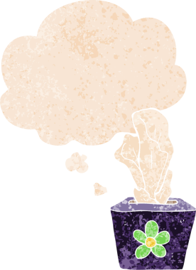 Düşünce baloncuklu çizgi film kutusu grunge sıkıntılı retro dokuma tarzı bir insan tarafından çizilmiş