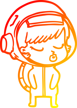 Bir insan tarafından çizilmiş güzel astronot bir kızın sıcak çizgi çizimi