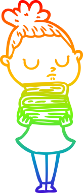 Gökkuşağı gradyan çizgi çizimi bir insan tarafından çizilmiş sakin bir kadın