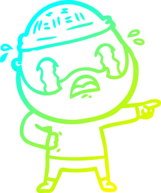 Bir insan tarafından çizilmiş ağlayan sakallı bir adamın çizdiği soğuk çizgi.