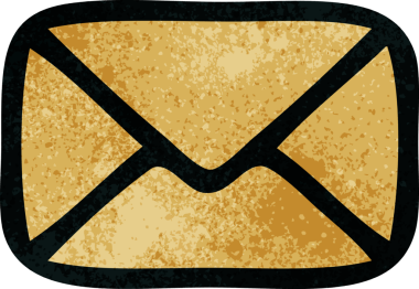 Bir insan tarafından çizilmiş kağıt zarfın retro grunge desen karikatürü.