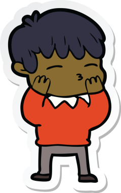 Bir insan tarafından çizilmiş meraklı bir çocuğun çıkartması.