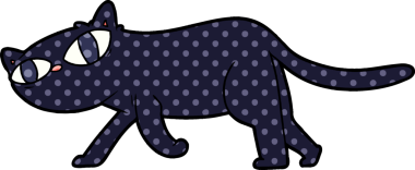 Bir insan tarafından çizilmiş kara kedi karikatürü.