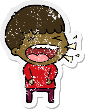 Bir insan tarafından çizilmiş gülen bir karikatür çıkartması.