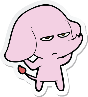 Bir insan tarafından çizilmiş kızgın bir filin çıkartması.