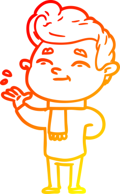 Bir insan tarafından çizilmiş mutlu bir çizgi film karakteri çizimi.