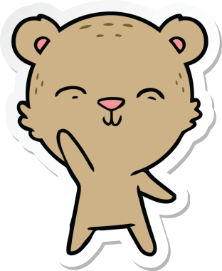 Bir insan tarafından çizilmiş mutlu çizgi film ayısının çıkartması.