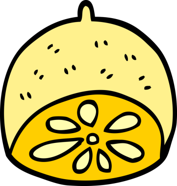 Bir insan tarafından çizilmiş karalama limon meyvesi.