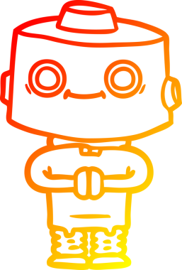 Bir insan tarafından çizilen çizgi film robotunun sıcak çizgi çizimi