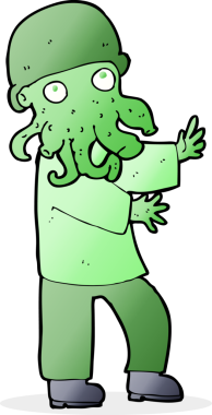 Bir insan tarafından çizilmiş canavar adam.