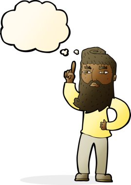 Bir insan tarafından çizilmiş düşünce baloncuğu fikri olan çizgi film adamı.