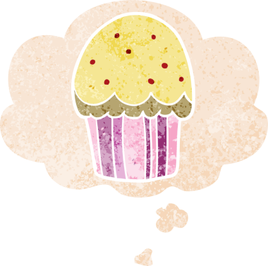 Düşünce baloncuklu çizgi film keki grunge sıkıntılı retro desenli bir insan tarafından çizilmiş