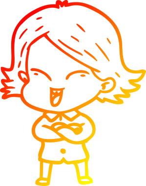 Bir insan tarafından çizilmiş mutlu bir çizgi film kızı çizimi