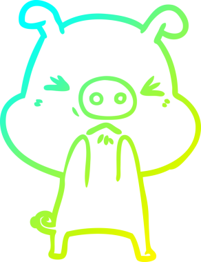 Bir insan tarafından çizilmiş kızgın bir domuzun soğuk çizgi çizimi.