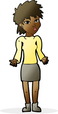 Bir insan tarafından çizilmiş omuz silken çizgi filmdeki kadın.