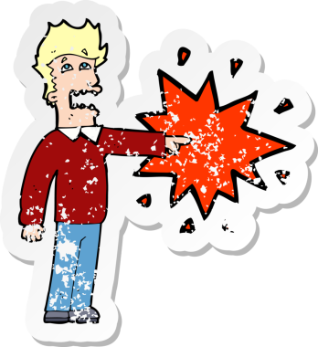 Bir insan tarafından çizilmiş karikatür adamın gerilmiş çıkartması.