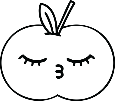 Bir insan tarafından çizilmiş sulu bir elmanın çizgi çizimi