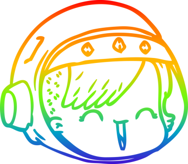 Gökkuşağı gradyan çizgi çizimi Bir insan tarafından çizilmiş mutlu astronot yüzü