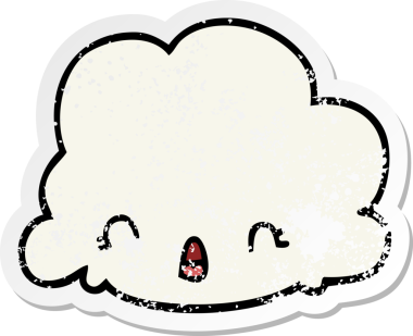 Bir insan tarafından çizilmiş karikatür bulutunun sıkıntılı çıkartması.