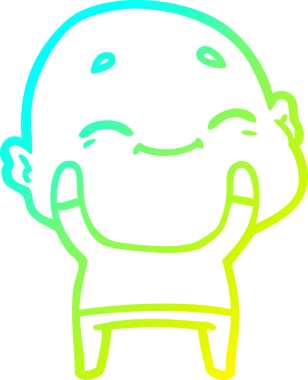 Bir insan tarafından çizilmiş, mutlu, kel bir adamın çizdiği soğuk çizgi.