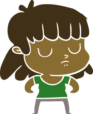 Bir insan tarafından çizilmiş düz renk çizgi film.