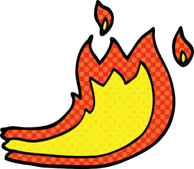 Bir insan tarafından çizilmiş çizgi roman tarzı ateş alevi