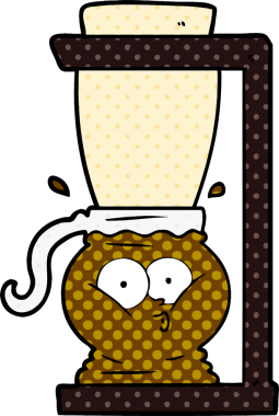 bir insan tarafından çizilmiş çizgi film filtresi kahve makinesi