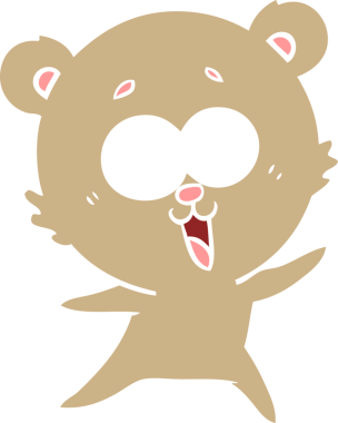 Bir insan tarafından çizilmiş gülen ayıcık düz renkli çizgi film.