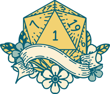 Retro Dövme Biçimi Doğal Bir d20 zar bir insan tarafından çizildi