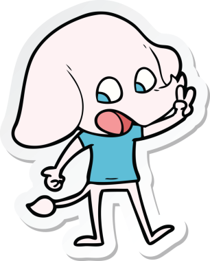 Bir insan tarafından çizilmiş şirin bir fil çıkartması.