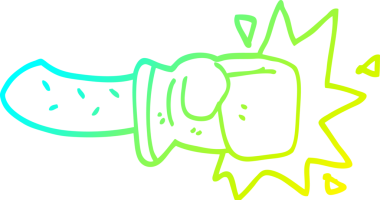 Bir insanın çizdiği çizgi film boks eldiveninin soğuk gradyan çizgisi.