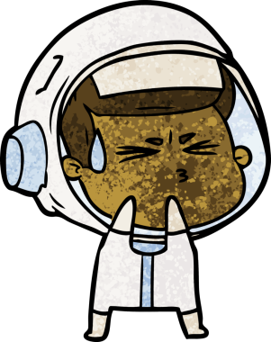 Çizgi film bir insan tarafından çizilmiş astronot.