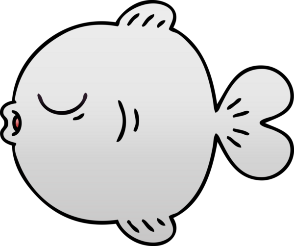 bir insan tarafından çizilmiş gölgelenmiş garip karikatür balığı.