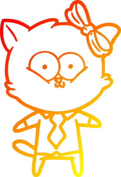 Bir insan tarafından çizilmiş çizgi film kedisinin sıcak çizgi çizimi