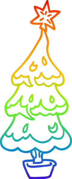 gökkuşağı gradyan çizgisi bir insan tarafından çizilmiş bir karikatür noel ağacı