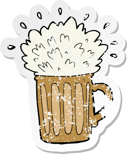 Bir insan tarafından çizilmiş köpüklü bira çizgi filminin gerilimli yapıştırması.