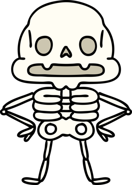 Bir insan tarafından çizilmiş benzersiz bir özgüvenin ürkütücü iskeleti.