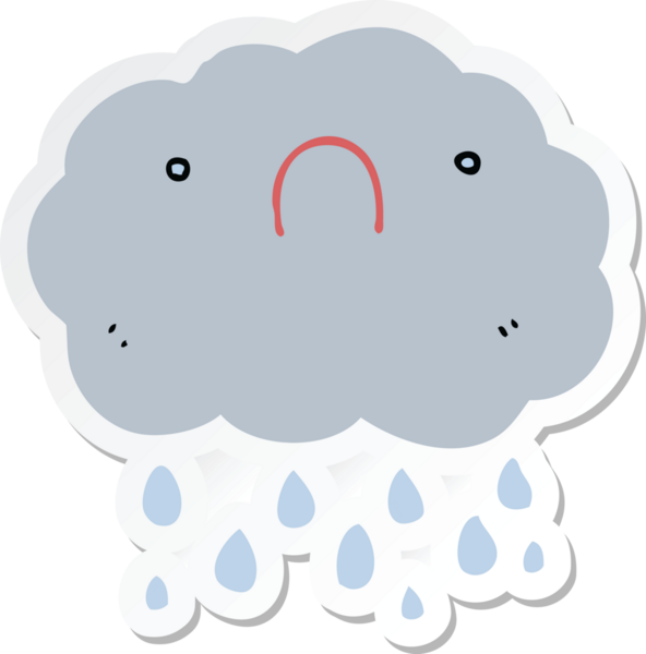 Bir insan tarafından çizilmiş şirin bir karikatür bulutunun çıkartması.