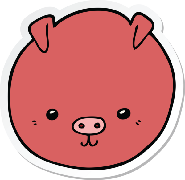 Bir insan tarafından çizilmiş bir domuzun çıkartması.