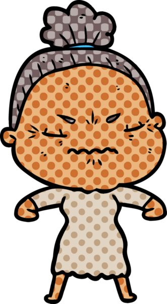 Çizgi film bir insan tarafından çizilmiş yaşlı bir kadın tarafından rahatsız edildi.