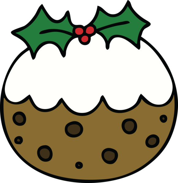 Bir insan tarafından çizilmiş garip bir karikatür Noel pudingi.