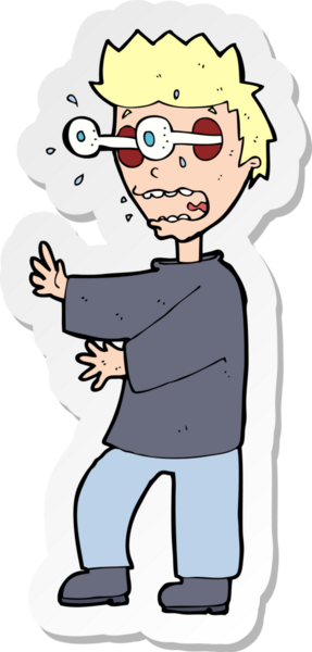 Bir insan tarafından çizilmiş, korkmuş bir çocuğun çıkartması.