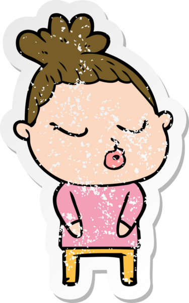 Bir insan tarafından çizilmiş sakin bir karikatür çıkartması.