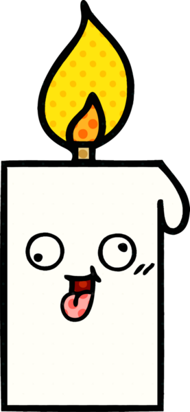 Bir insan tarafından çizilmiş çizgi roman tarzı yanan mum.